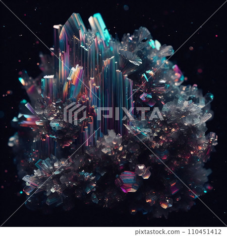 Iridescent Crystal Formation Close-up, AI Generated 110451412