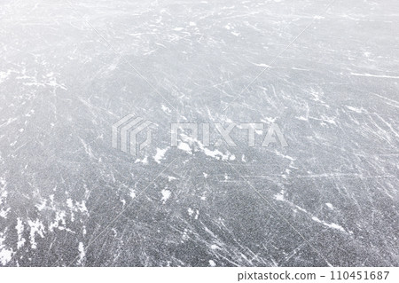 Top view of frozen river in winter season, photo texture Top view of frozen river in winter season, photo texture 110451687