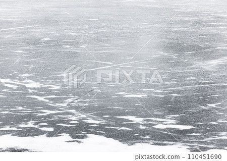 Frozen river surface in winter season, natural background texture Frozen river surface in winter season, natural background texture 110451690