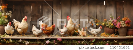 Chicken coop in the backyard of a country house 110451691