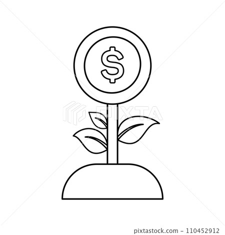 Money plant icon in line style. Banking and investment concept. Vector illustration Money plant icon in line style. Banking and investment concept. Vector illustration 110452912