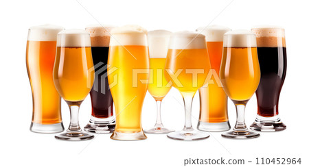 Set of Beer glasses on a white background. Mugs with drink like Ipa, Pale Ale, Pilsner, Porter or Stout Set of Beer glasses on a white background. Mugs with drink like Ipa, Pale Ale, Pilsner, Porter or Stout 110452964