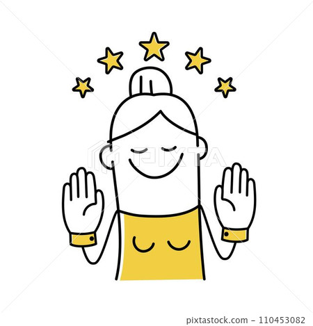 Happy stick figure with stars. 110453082