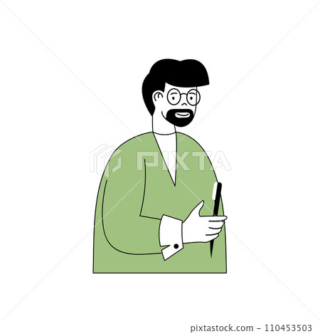 Beauty salon concept with cartoon people in flat design for web. Barber with brush tool making professional beard and hair grooming. Vector illustration for social media banner, marketing material. Beauty salon concept with cartoon people in flat design for web. Barber with brush tool making professional beard and hair grooming. Vector illustration for social media banner, marketing material. 110453503