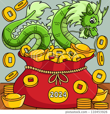 Year of the Dragon Money Colored Cartoon Year of the Dragon Money Colored Cartoon 110453926