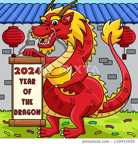 2024 Year of the Dragon Colored Cartoon 2024 Year of the Dragon Colored Cartoon 110453930