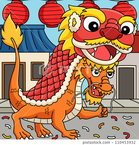 Year of the Dragon Chinese Dragon Colored Cartoon Year of the Dragon Chinese Dragon Colored Cartoon 110453932