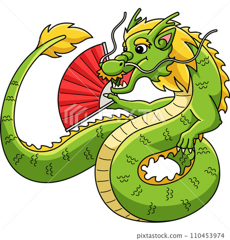 Year of the Dragon with Hand Fan Cartoon Clipart Year of the Dragon with Hand Fan Cartoon Clipart 110453974