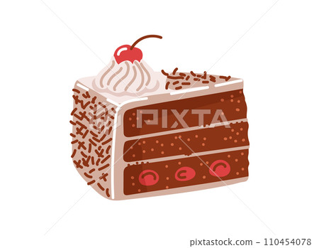 Piece of black forest cake sweet pasty from germany.Vector illustration 110454078
