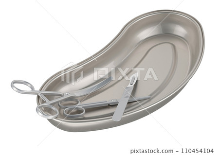 Surgical, Operational Instrument Tray with surgical instruments, 3D rendering Surgical, Operational Instrument Tray with surgical instruments, 3D rendering 110454104