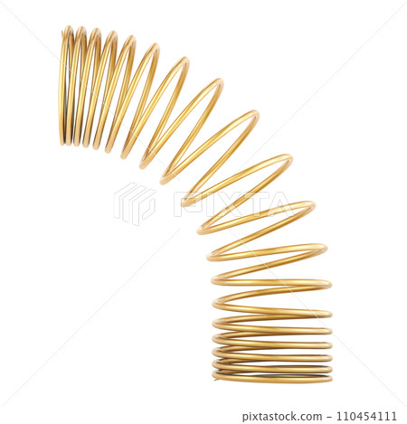 Copper helical coil spring or brass spring. 3D rendering Copper helical coil spring or brass spring. 3D rendering 110454111
