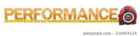 Measure performance concept with measuring tape, 3D rendering Measure performance concept with measuring tape, 3D rendering 110454114