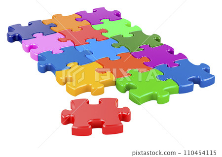 Multicolored puzzle, 3D rendering Multicolored puzzle, 3D rendering 110454115