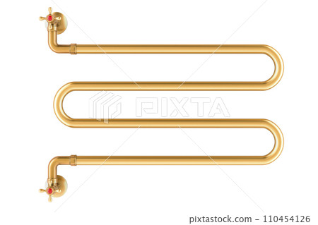 Heated towel rail from copper or brass. 3D rendering 110454126
