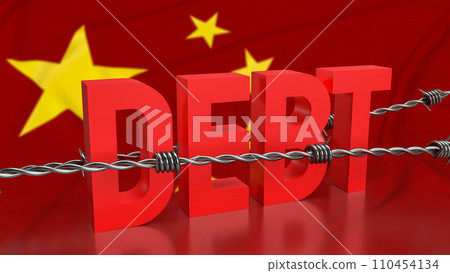 The debt on Chinese flag background for business concept 3d rendering. The debt on Chinese flag background for business concept 3d rendering. 110454134