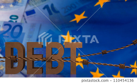 The debt on euro flag background for business concept 3d rendering. 110454136