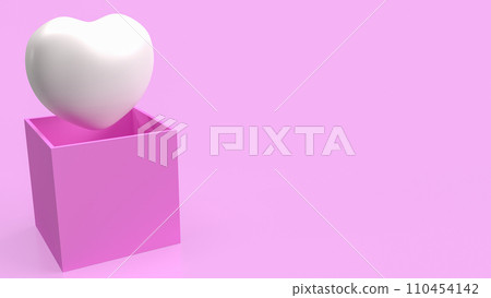 The white heart on pink box for love or valentine concept 3d rendering. 110454142