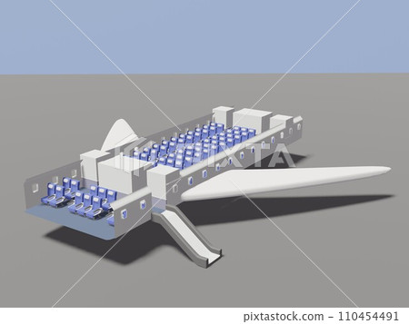 3D illustration of airplane escape chute 3D illustration of airplane escape chute 110454491