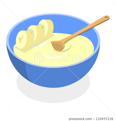 3D Isometric Flat Vector Illustration of Cereal Breakfast. Item 4 3D Isometric Flat Vector Illustration of Cereal Breakfast. Item 4 110455126