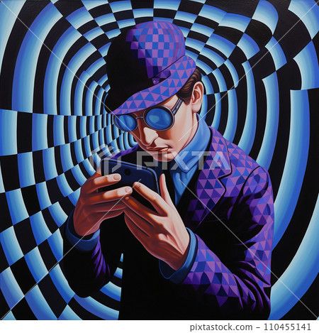 Illustration of a man operating a smartphone 110455141