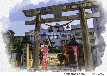 Watercolor style Fukui city Shibata Shrine Torii Fukui City, Fukui Prefecture 110455267