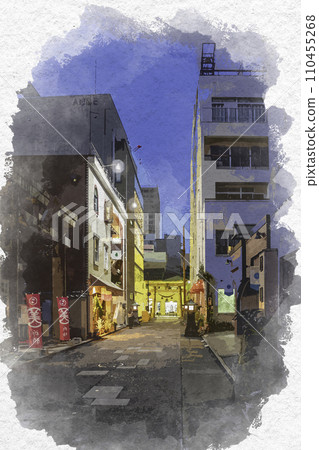 水彩風格 福井市柴田神社鳥居 福井縣福井市 水彩風格 福井市柴田神社鳥居 福井縣福井市 110455268