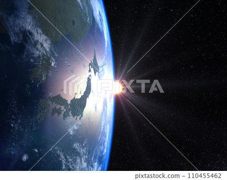 Earth Japan JAPAN Space CG Background Sun Sunrise 110455462