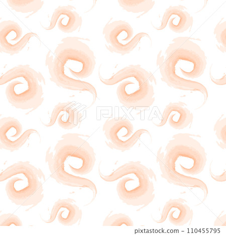 Seamless pattern of abstract circle brush strokes in trendy monochrome Peach Fuzz shades. Isolate Seamless pattern of abstract circle brush strokes in trendy monochrome Peach Fuzz shades. Isolate 110455795