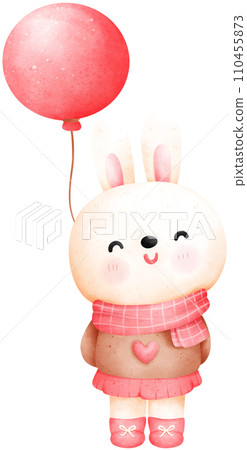 Cute valentine's day cartoon rabbit watercolor illustration Cute valentine's day cartoon rabbit watercolor illustration 110455873