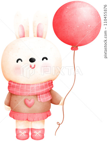 Cute valentine's day cartoon rabbit watercolor illustration Cute valentine's day cartoon rabbit watercolor illustration 110455876