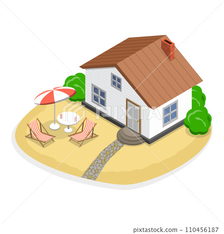 3D Isometric Flat Vector Set of Bungalows. Item 2 110456187