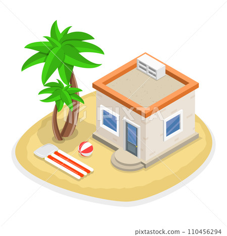 3D Isometric Flat Vector Set of Bungalows. Item 1 110456294
