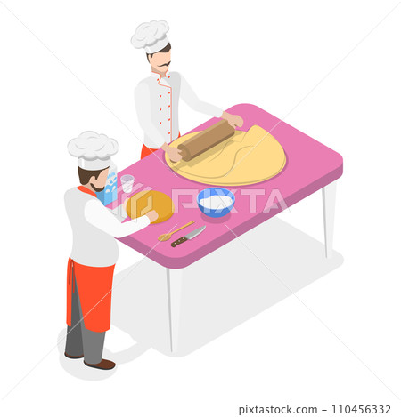 3D Isometric Flat Vector Set of Bakery Food Production. Item 2 110456332