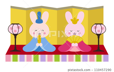 Cute Hinamatsuri rabbit illustration 110457290
