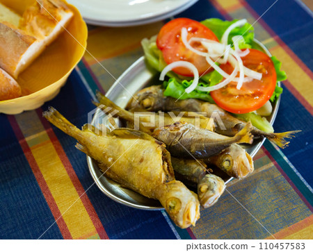 Appetizing fried fish scad. Appetizing fried fish scad. 110457583