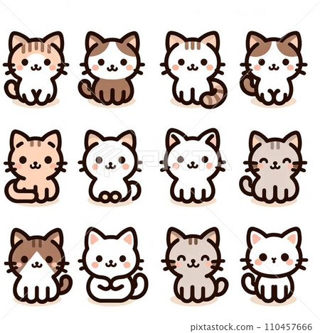 Cute cat illustration set 110457666