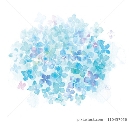 水彩手繪插畫繡球花背景 水彩手繪插畫繡球花背景 110457956