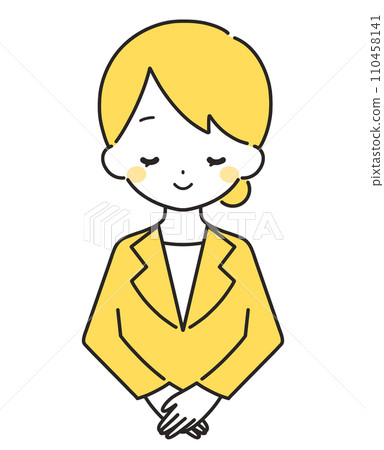 Yellow | Woman bowing with a smile | Suit 110458141