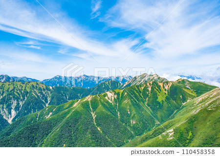 夏天的常年岳登山(從常年嶽山頂眺望鷲羽山、水正岳、大天陽岳) 夏天的常年岳登山(從常年嶽山頂眺望鷲羽山、水正岳、大天陽岳) 110458358