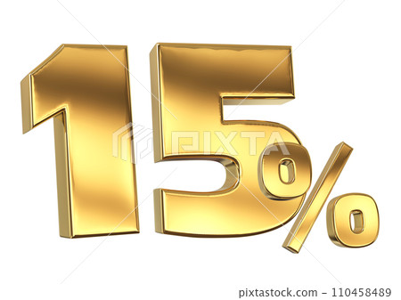 Discount creative composition. 3d Golden sale symbol with decorative objects 110458489