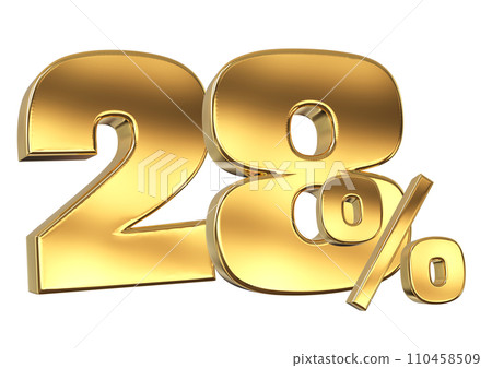 Discount creative composition. 3d Golden sale symbol with decorative objects 110458509