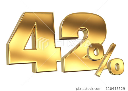 Discount creative composition. 3d Golden sale symbol with decorative objects Discount creative composition. 3d Golden sale symbol with decorative objects 110458529