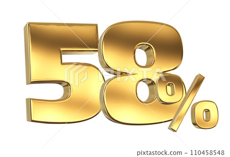 Discount creative composition. 3d Golden sale symbol with decorative objects 110458548