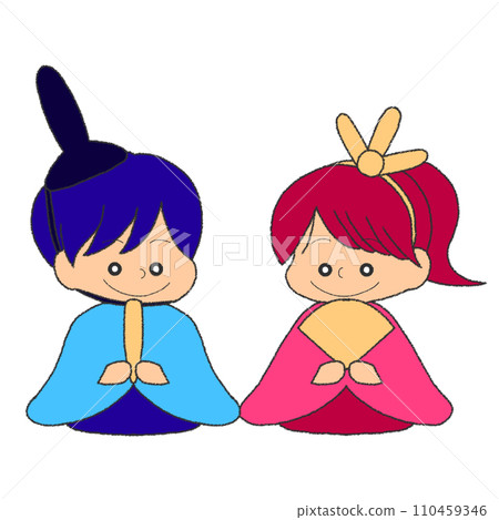 Illustration of children pretending to be Hina dolls 110459346