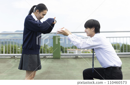 High school boy expressing his feelings 110460573