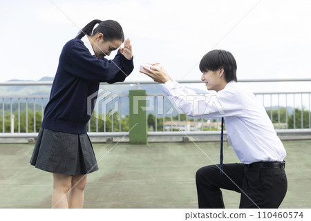 High school boy expressing his feelings 110460574