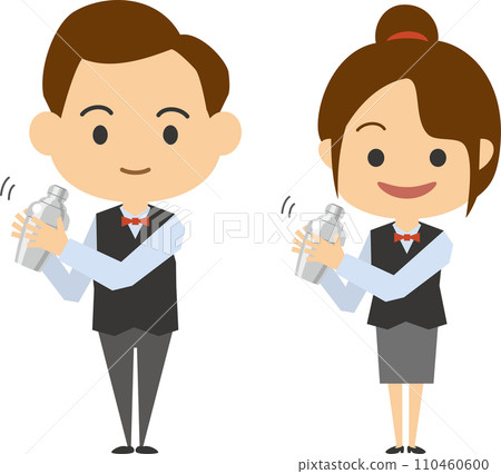 Image illustration set of male and female bartenders 110460600