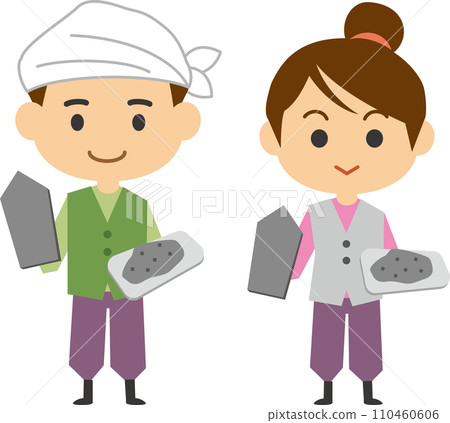 泥水匠的圖像插圖（男女套裝） 110460606