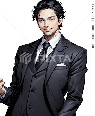 Illustration of a man in his 40s wearing a suit 110460634