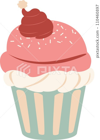 Cupcake colorful cartoon with frosting sugar. Cute dessert emoji icon sweet collection 110460897